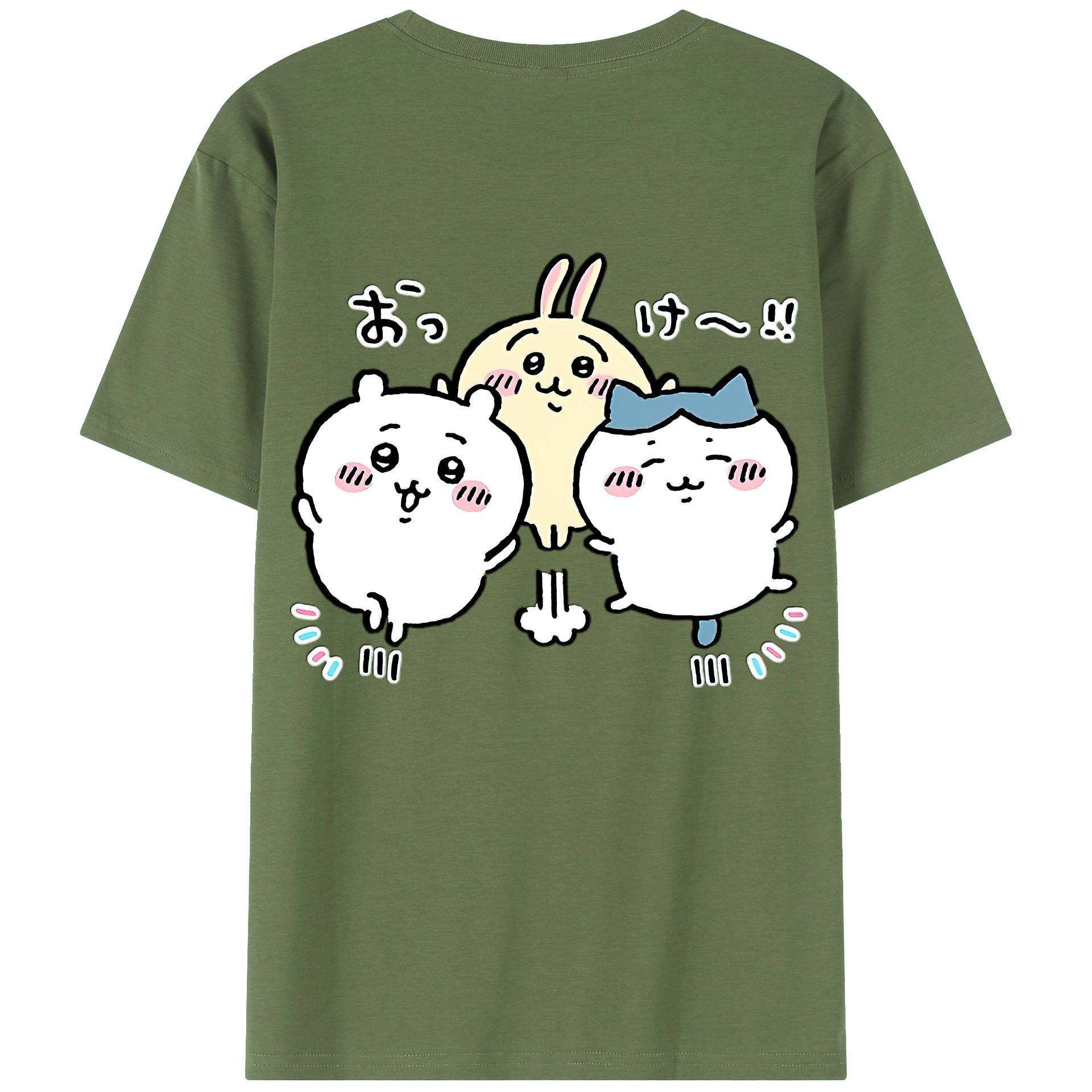 （画像用） ちいかわ ちいかわ Chii-kawa chiikawa 綿100％ メンズ半袖Tシャツ（バックプリント） 通気性
